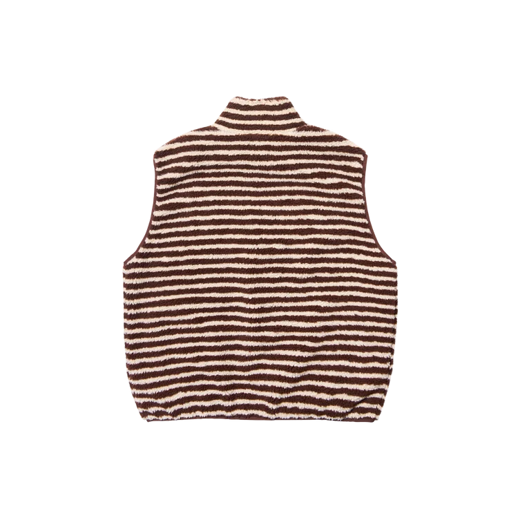 Brown Stripe Fleece Zipper Vest