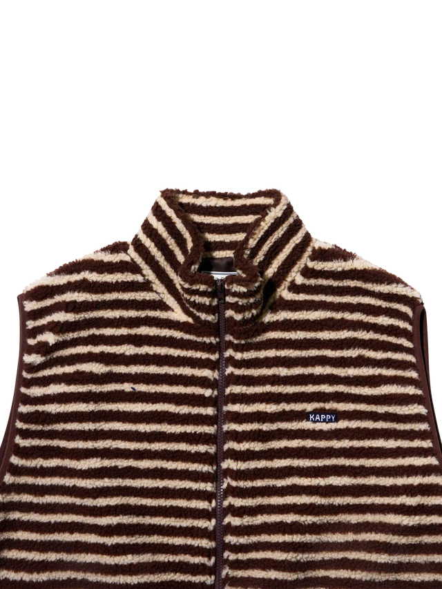 Brown Stripe Fleece Zipper Vest