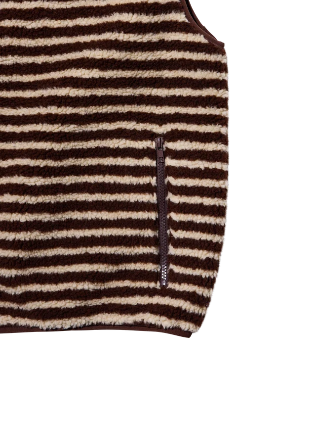 Brown Stripe Fleece Zipper Vest