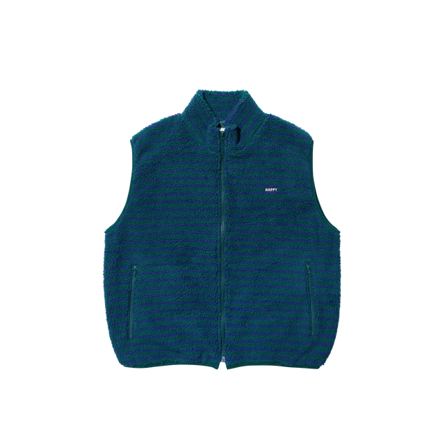 Green Stripe Fleece Zipper Vest