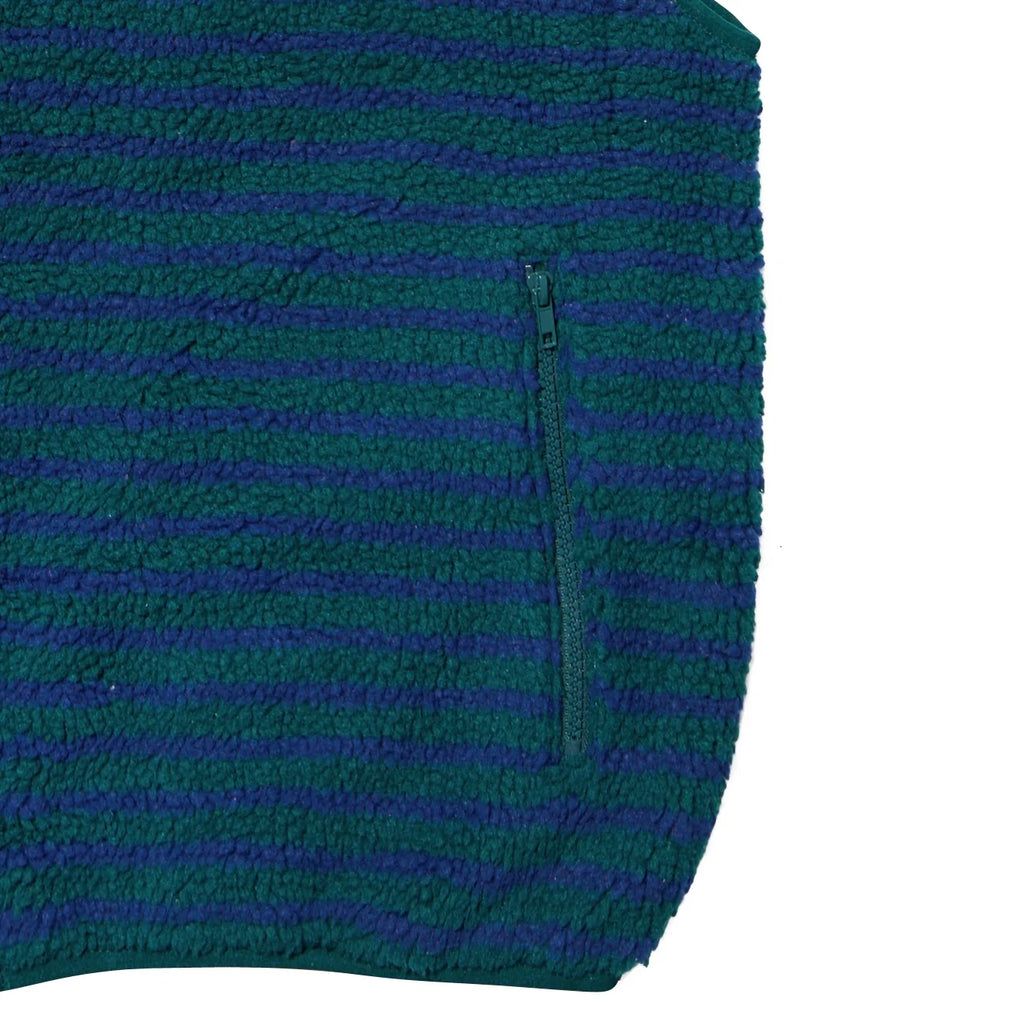 Green Stripe Fleece Zipper Vest