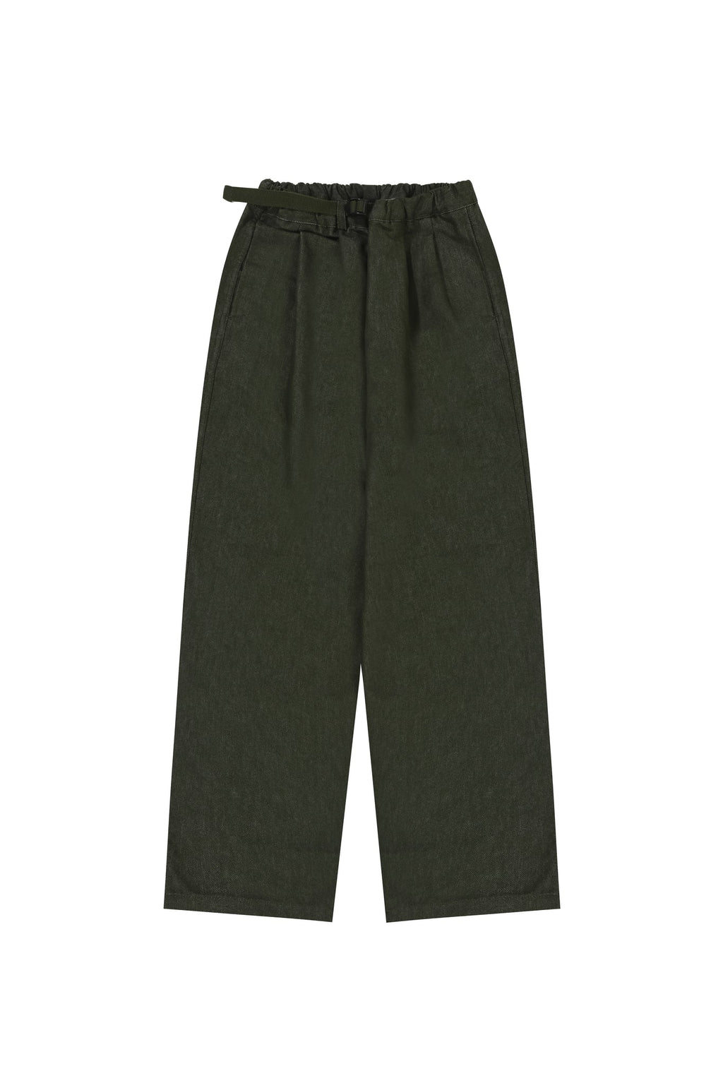 Khaki Two Tuck Wide Denim Pants