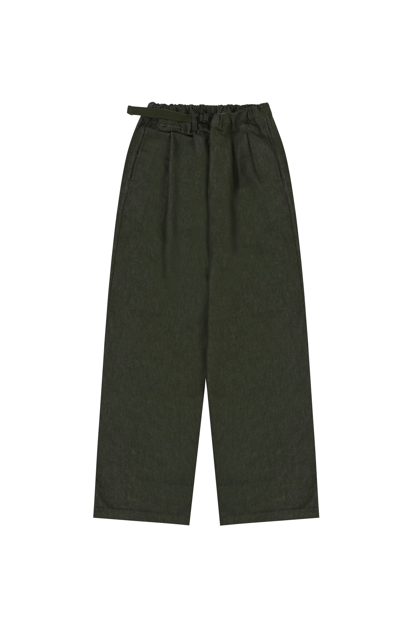 Khaki Two Tuck Wide Denim Pants