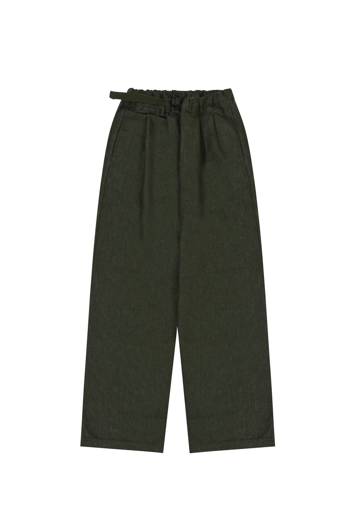 Khaki Two Tuck Wide Denim Pants