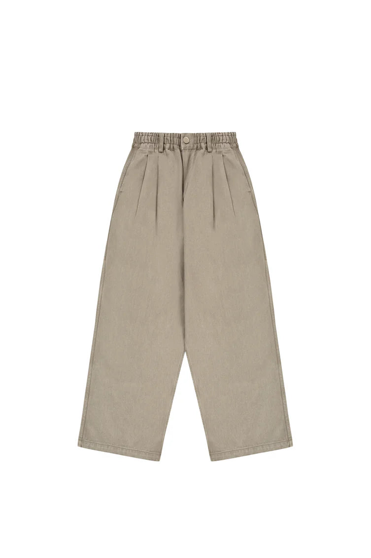 Light Beige Two Tuck Wide Kation Pants