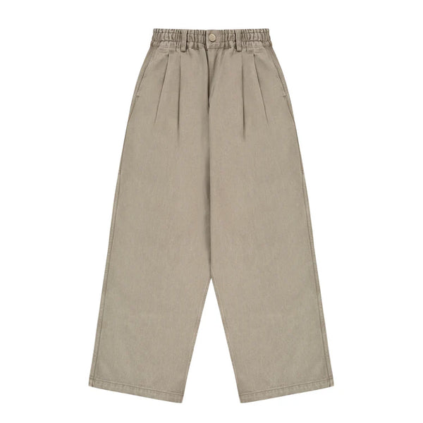 Light Beige Two Tuck Wide Kation Pants