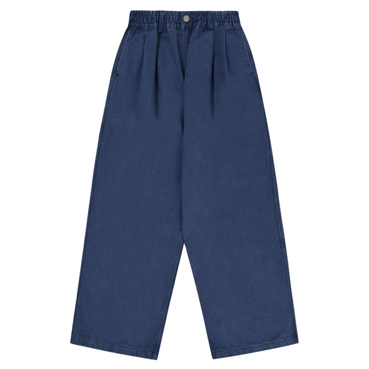 Blue Two Tuck Wide Denim Pants