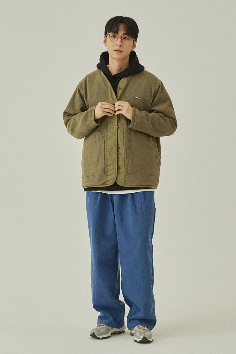 Blue Two Tuck Wide Denim Pants