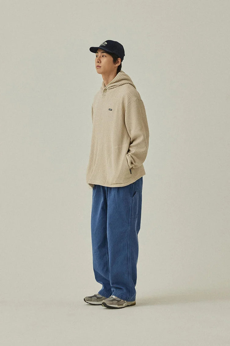 Blue Two Tuck Wide Denim Pants