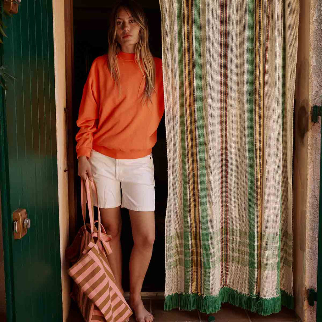 Caramel and Strawberry Stripes Elisa Tote Bag