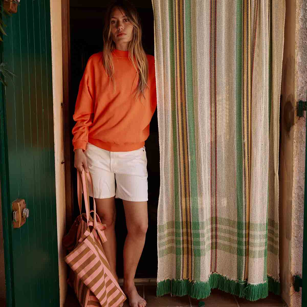 Caramel and Strawberry Stripes Elisa Tote Bag