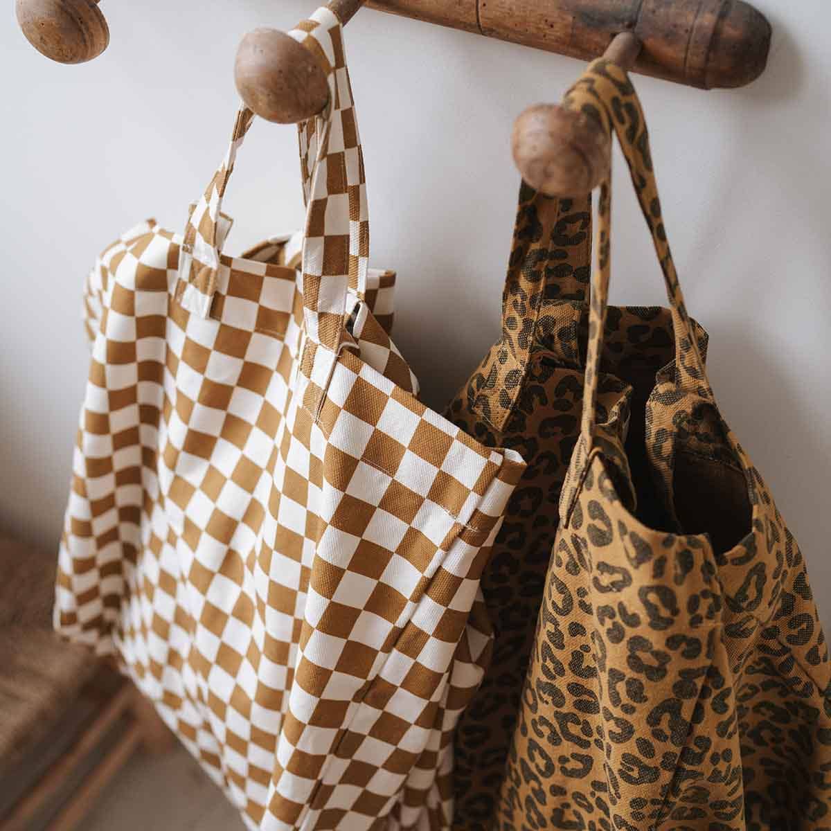 Caramel Elisa Tote Bag Checkerboard