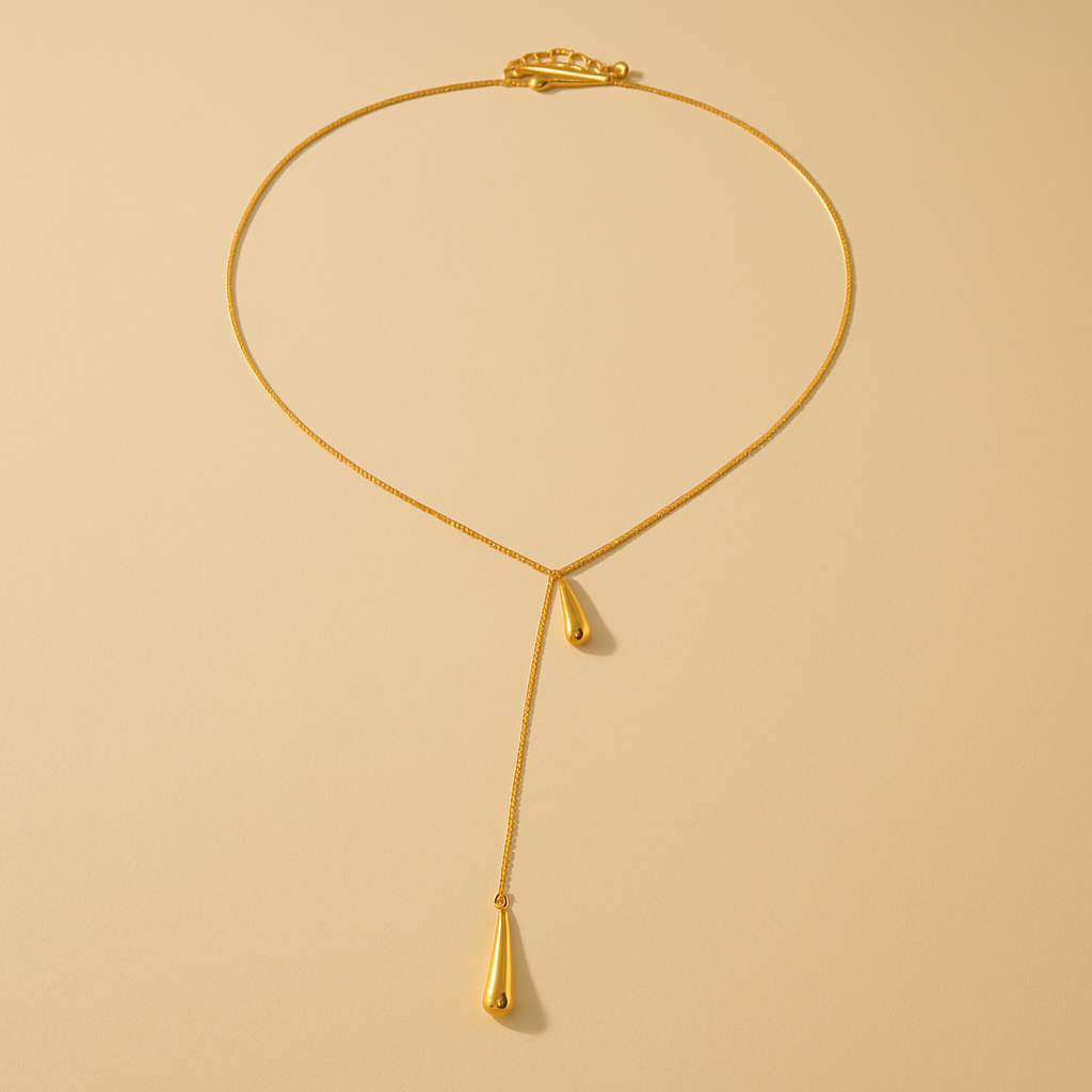Gold Plated Fine Droplet Necklace