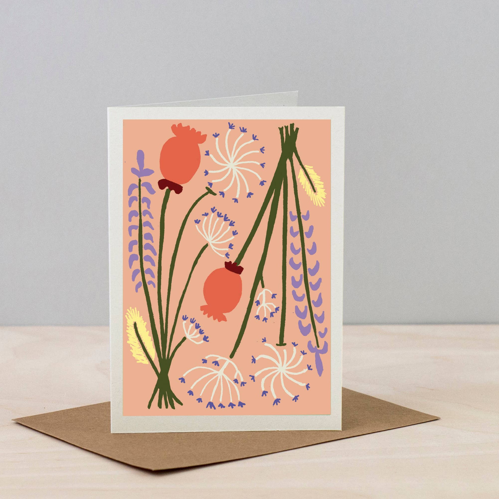 Peach All Occasions Dried Flower Card