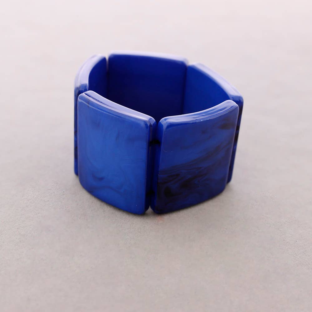 Elastic Bracelet Resin Beads Azul