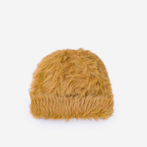 Faux Fur Knit Beanie: Camel