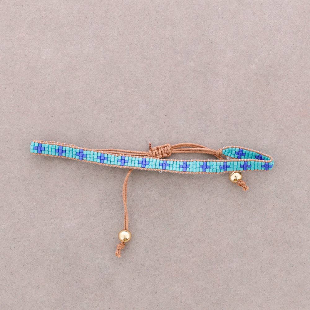 Macramé Bracelet Cross Beads Turquesa