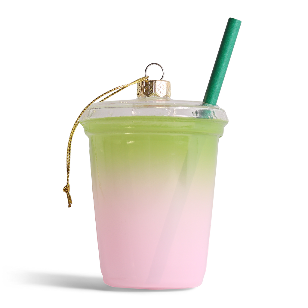 Cherry Matcha Glass Decoration, 12cm