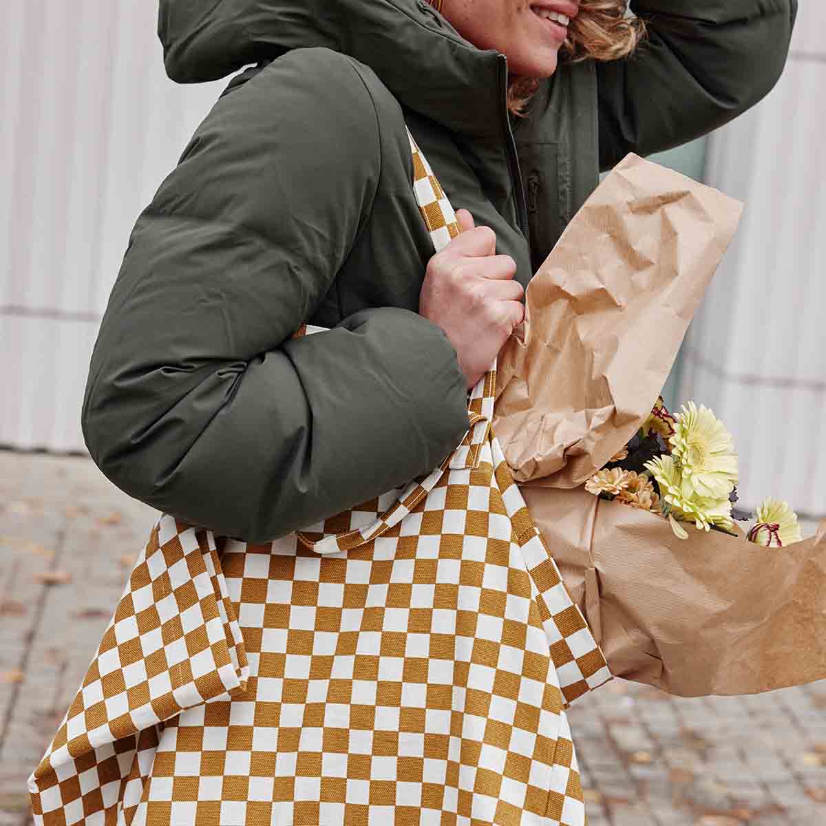 Caramel Elisa Tote Bag Checkerboard