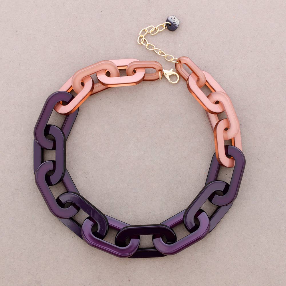 Bicolor Resin Link Choker Blue