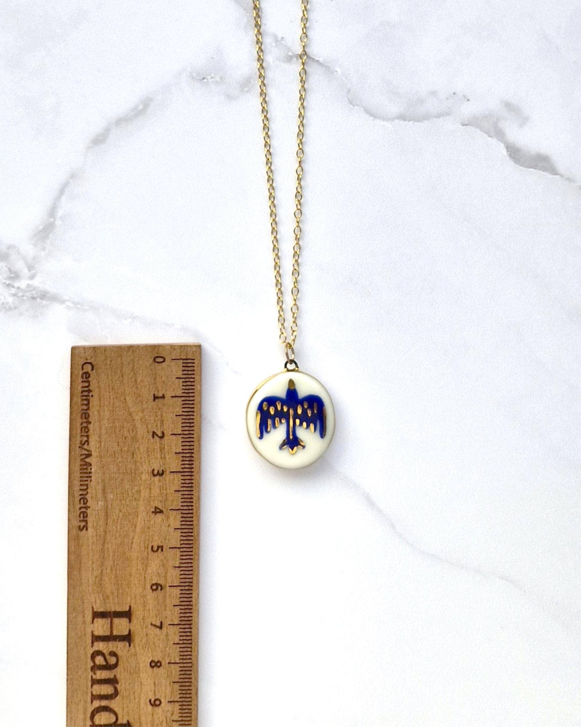 Hand Painted Porcelain Pendant Necklace