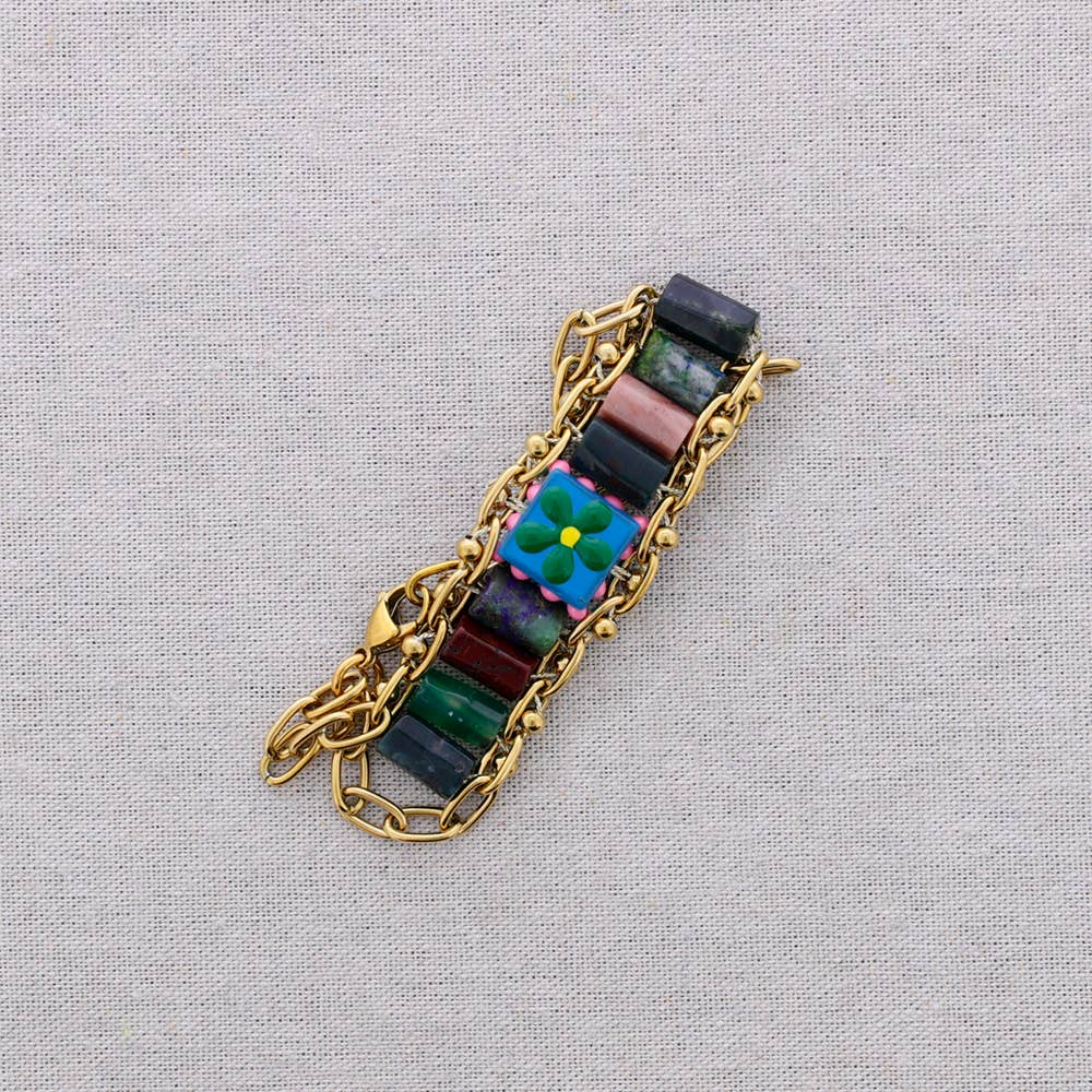 Bracelet with Beads and Stones Verde