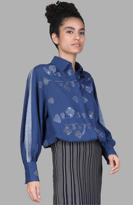 Indigo Embroidered Shirt