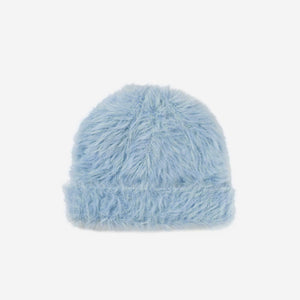 Faux Fur Knit Beanie: Periwinkle