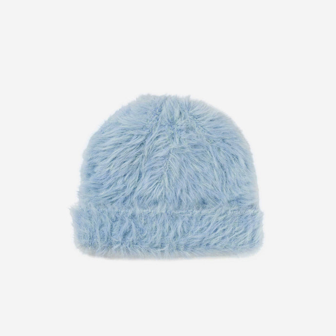 Faux Fur Knit Beanie: Periwinkle