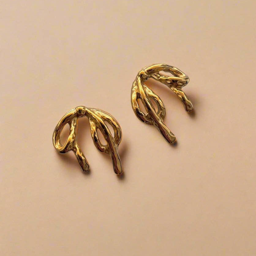 Tied Bow Gold Earrings
