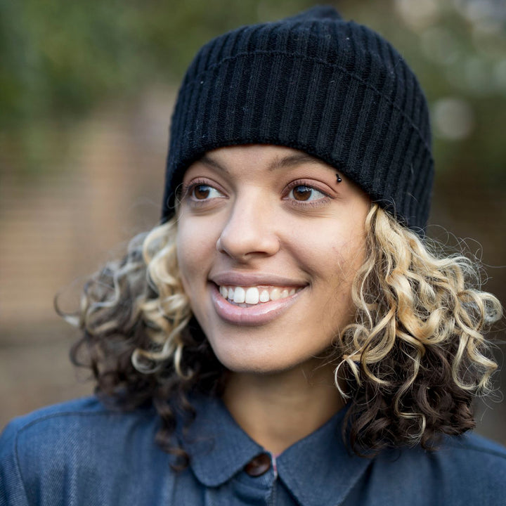 Black Ribbed Beanie
