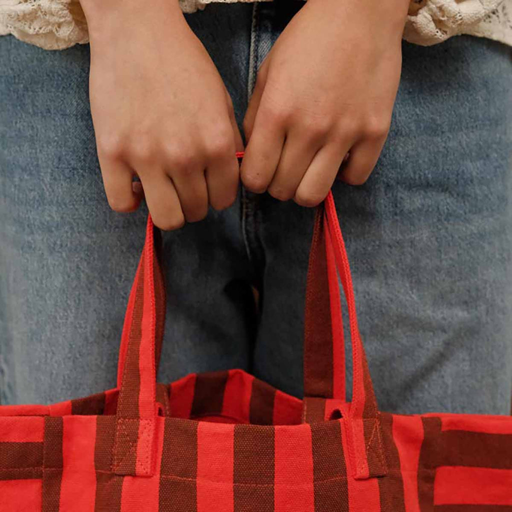 Brown and Red Stripe Elisabeth Tote bag