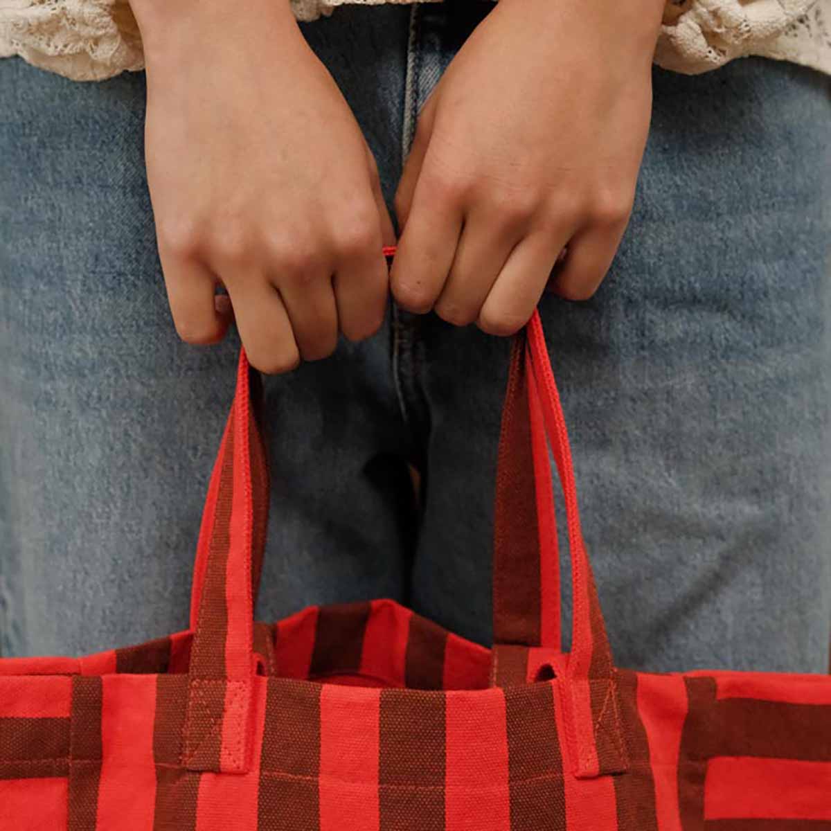Brown and Red Stripe Elisabeth Tote bag
