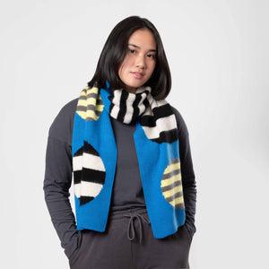 Stripe Dot Big Scarf: Cobalt