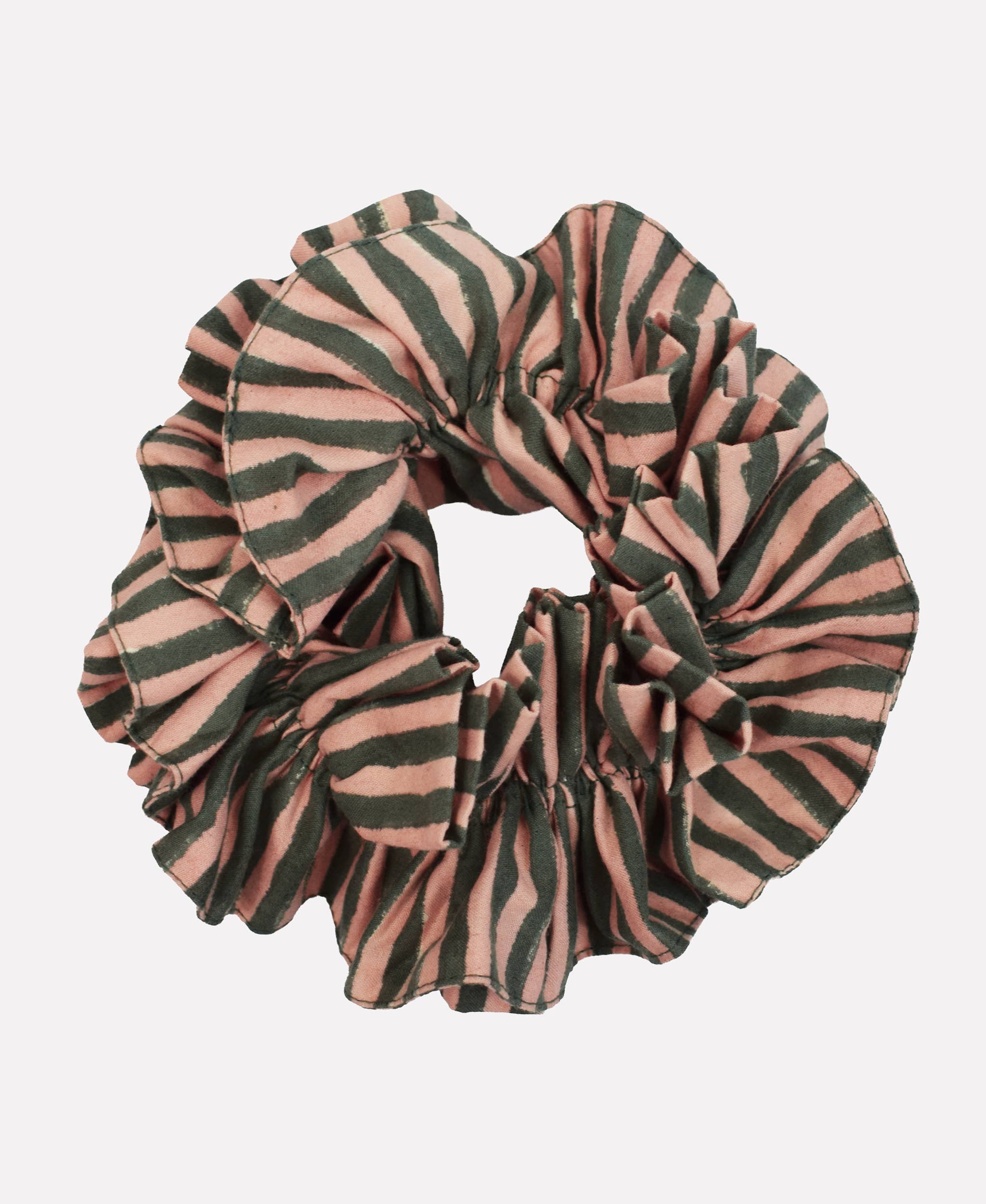 Cotton Ruffle Scrunchie Candy Stripe