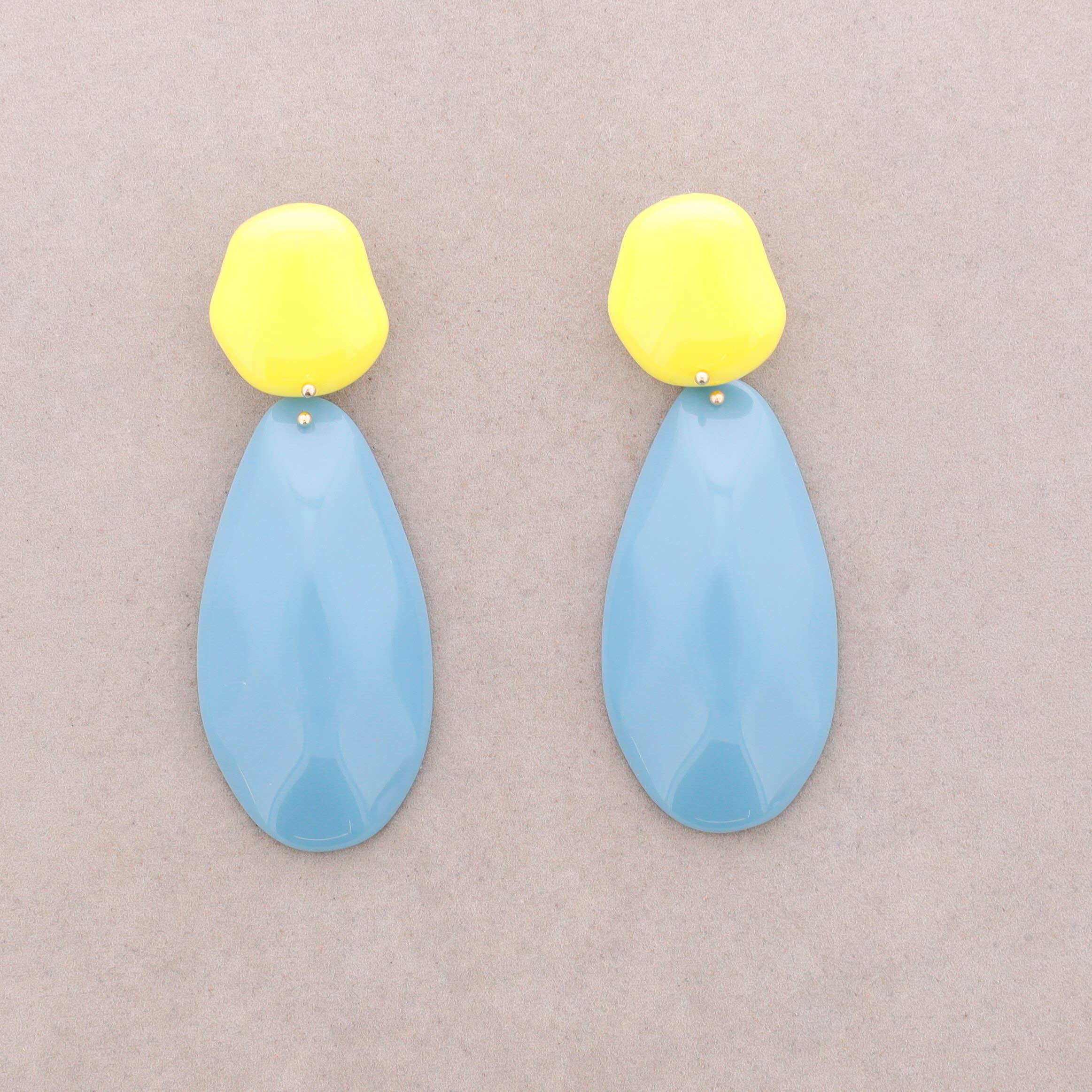 Blue & Yellow Resin Beaded Earrings