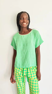 Mint Linen Flake Top