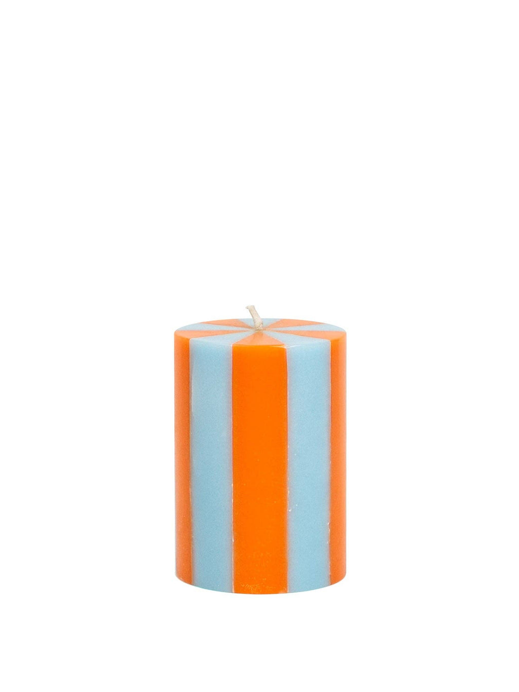 Orange / Pastel Blue Stripe Pillar Candle - Small