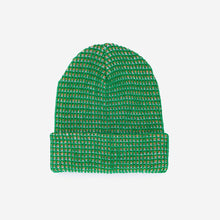 Simple Grid Knit Beanie: Kelly Green