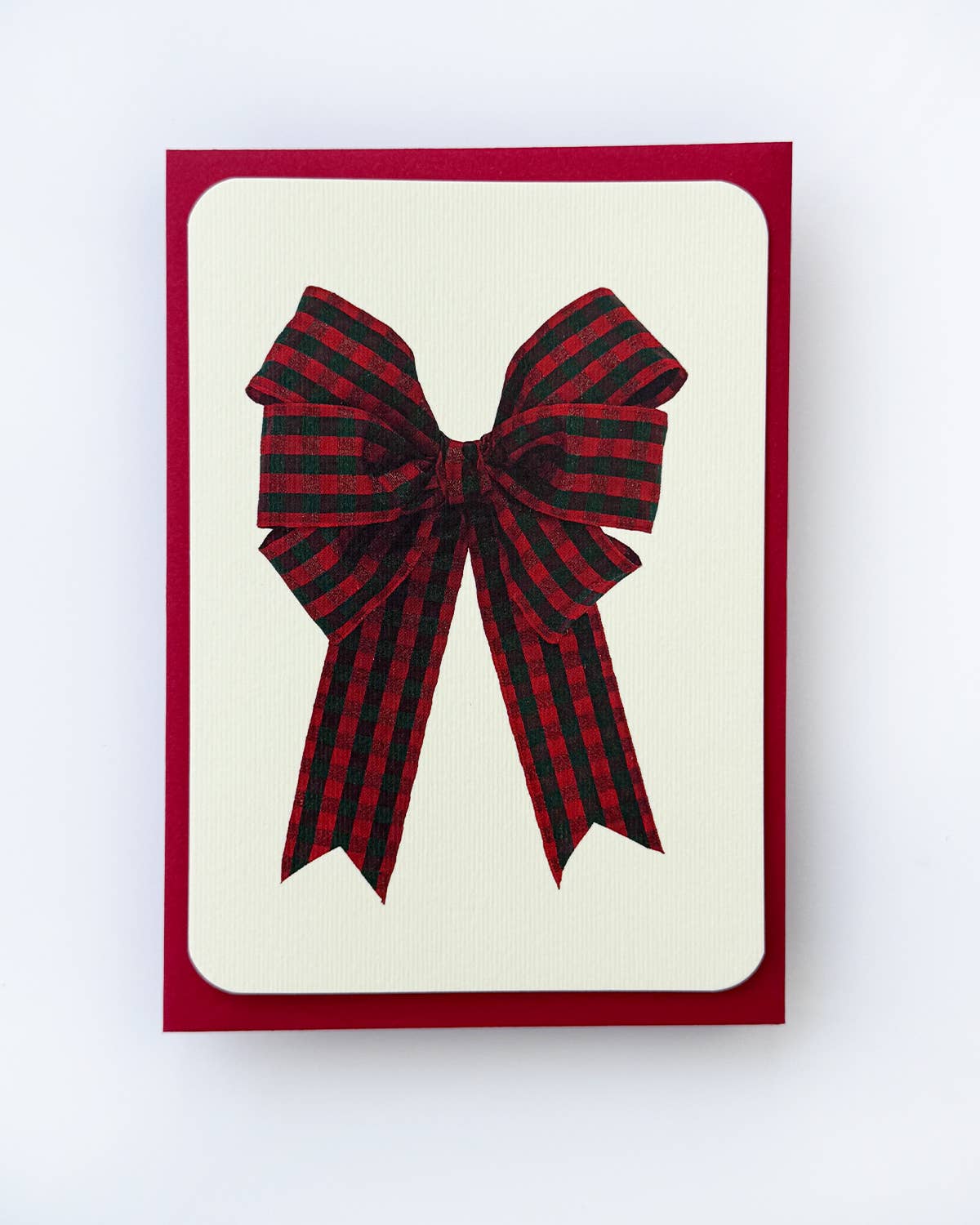 Christmas Tartan Bow Greeting Card