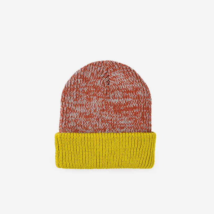 Ochre Rust Colorblock Plush Knit Beanie