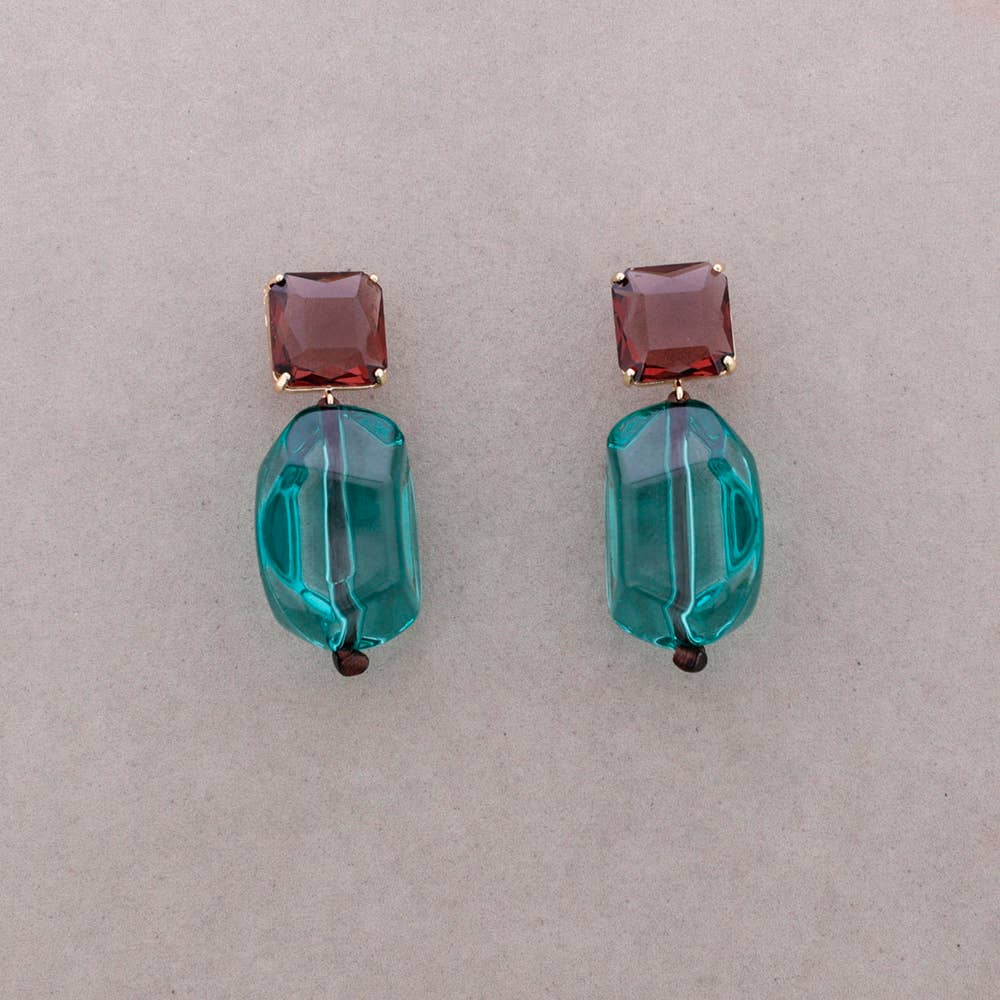 Turquoise Resin Dangly Earrings