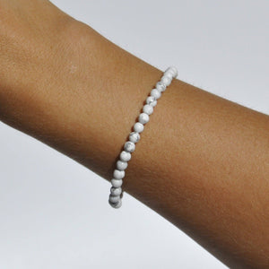 Dainty White Howlite Bead Bracelet for Calm and Patience