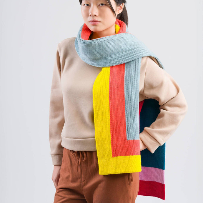 Corner Colorblock Big Scarf: Red