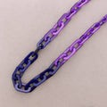 Long Two-Tone Link Necklace Blue