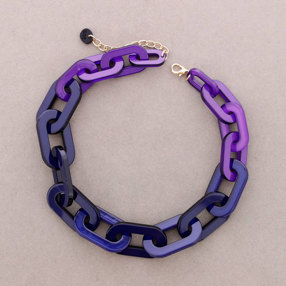 Bicolor Resin Link Choker Blue