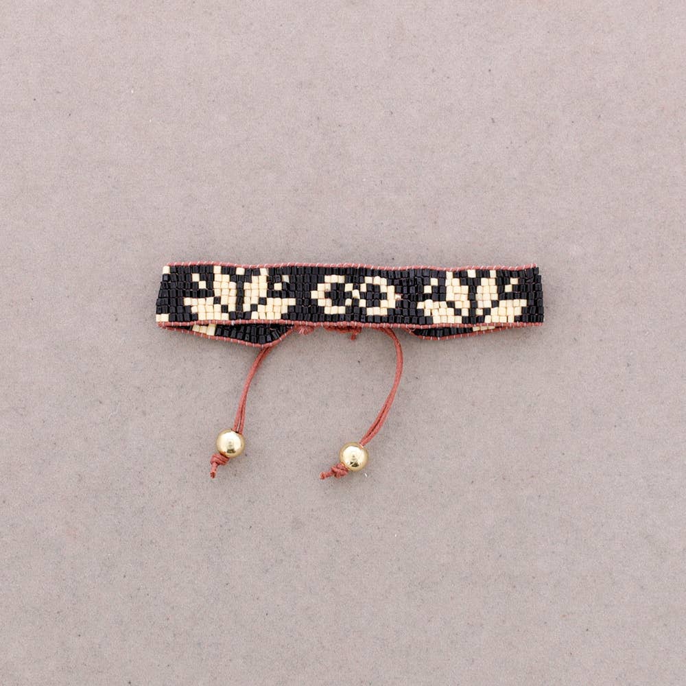 Black Macramé Beaded Bracelet