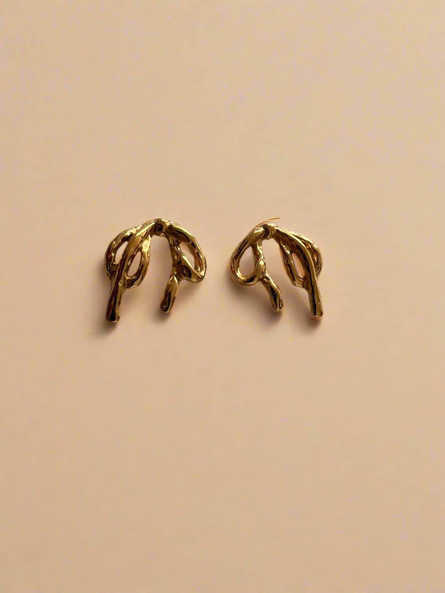 Tied Bow Gold Earrings