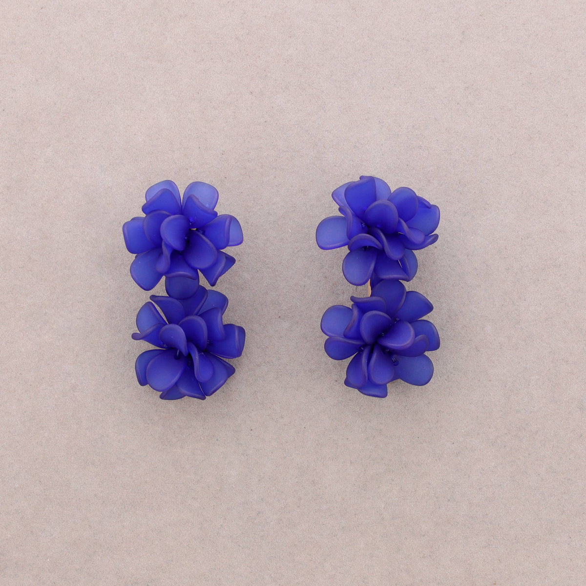 Double Flower Earrings Electric blue