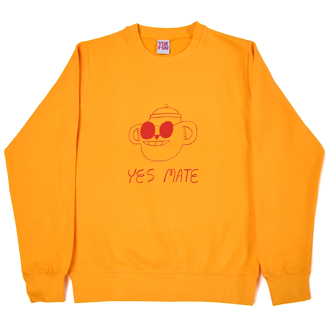 Yes Mate No Mate Yellow Sweatshirt